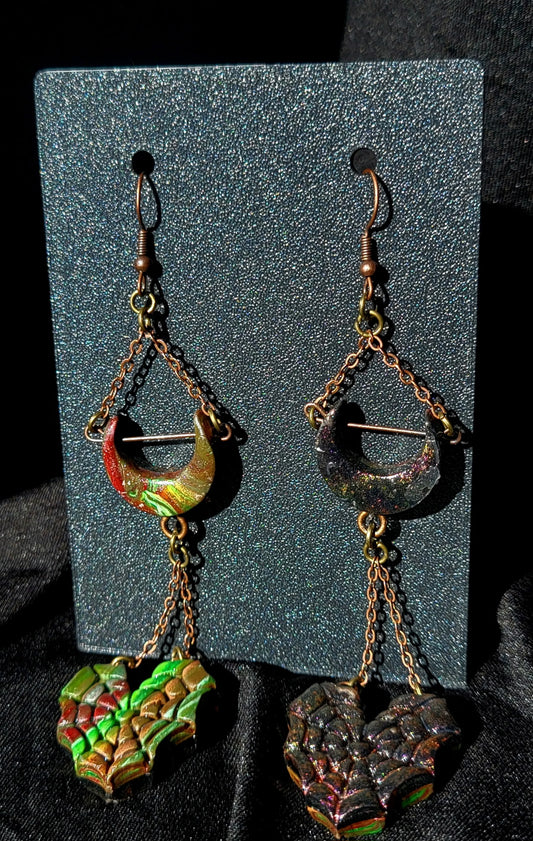Moonie-Spider Heart Earrings