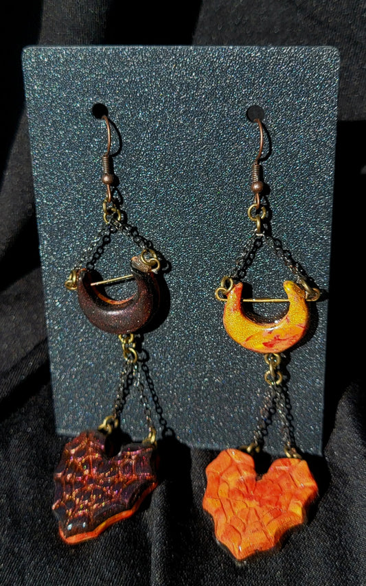 Moonie-Spider Heart Earrings